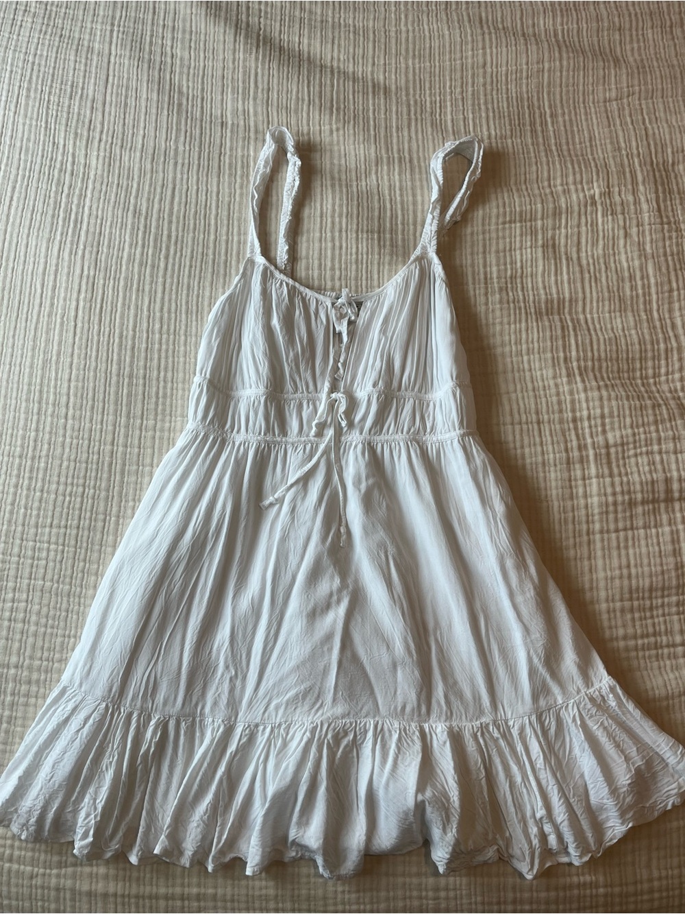 American Eagle Outfitters White Tiered Ruffle Summer Dress